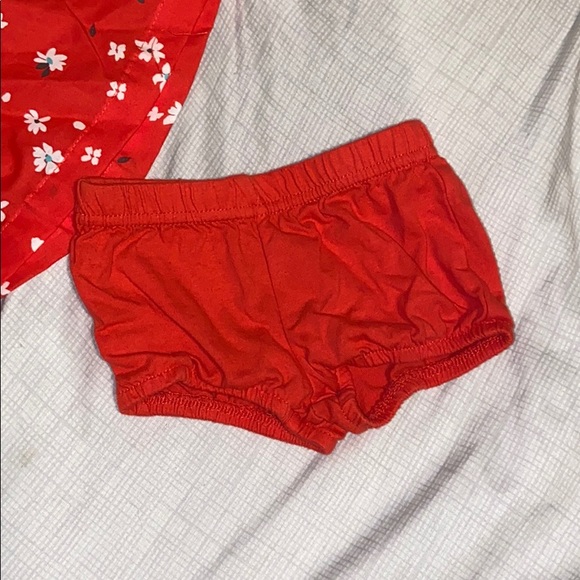 Red floral dress & matching diaper cover - Picture 4 of 4